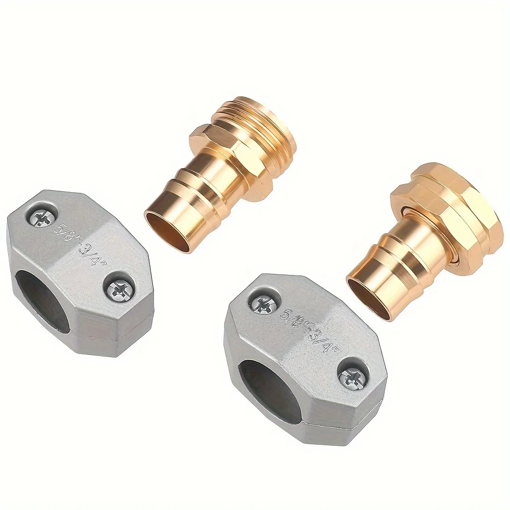 Garden Hose Repair Kit, 2 Sets Garden Hose End Mender, Male and Female Water Hose Repair Fittings, Fit 5/8