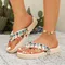 Women Sandals Flip-Flops Beach Thongs Flats Clip Toe Bohemian Rhinestones Flip Toe Shoes Flats Roman Sandalias Mujer 2025
