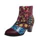 Women's Ankle Boots with Heel Ankle Shoes with Side Zip Retro Embroidery Short Boots Fashion Round-Toe Block Heel Casual Shoes Women Casual Smart Party Shoes Boots, purple, 9 UK