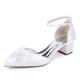 Hanfike Women Guest Dress Shoes for Wedding Ankle Strap Evening Pumps J335 Lace Flower White UK 5