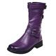 ARtray Platform Boots Women's Shiny Lacquered Leather Boots Fashion Buckle Belt Ankle Boots Round Toe Retro Softshell Casual Shoes Women Casual Smart Party Shoes Booties Ergonomic, purple, 8 UK