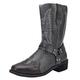 cowboy boots for women western style retro embroidery ankle boots for women pure color round toe low heel mid boots with side zipper, grey, 9 UK