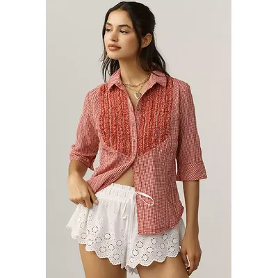Pilcro Pintuck Half-Sleeve Buttondown Shirt
