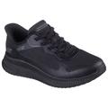 Slip-On Sneaker SKECHERS "BOBS SQUAD 4", Damen, Gr. 35, schwarz (schwarz uni), Mesh, Synthetik, unifarben, sportlich, Schuhe, Slipper, Freizeitschuh, Halbschuh mit Memory Foam