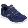 Slip-On Sneaker SKECHERS "SUMMITS-CLASSY NIGHT", Damen, Gr. 41, silber (navy, silberfarben), Textil, sportlich, Schuhe, Slipper, Freizeitschuh mit komfortabler Heel Pillow Funktion