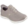 Slip-On Sneaker SKECHERS "SUMMITS-CLASSY NIGHT", Damen, Gr. 39, grau (taupe, goldfarben), Textil, sportlich, Schuhe, Slipper, Freizeitschuh mit komfortabler Heel Pillow Funktion