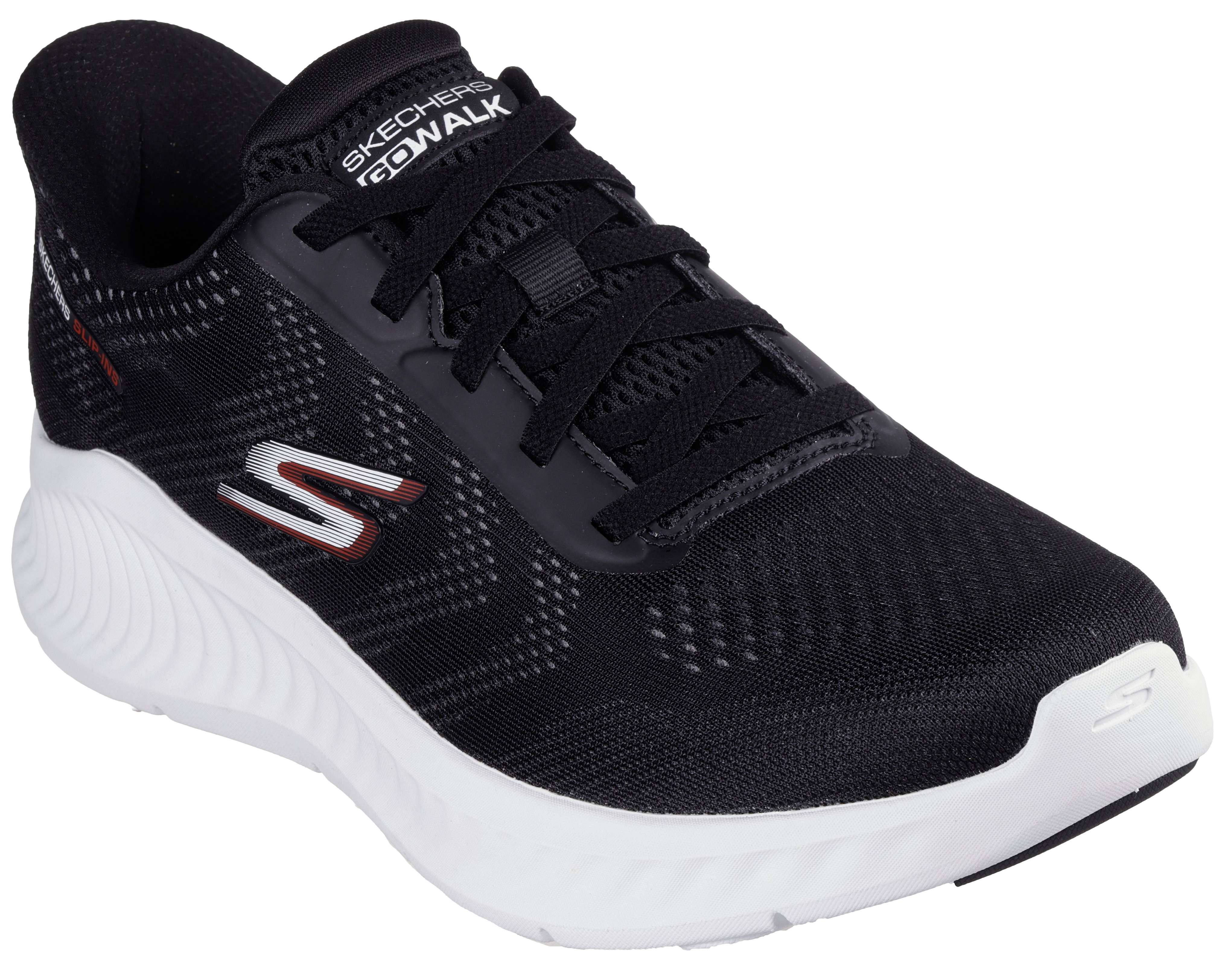 Slip-On Sneaker SKECHERS "GO WALK NOW-PAYTON", Herren, Gr. 41, schwarz-weiß (schwarz, weiß), Textil, Sportlich, Schuhe, Trainingsschuh, Schnürschuh mit Handsfree Slip-ins