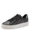 Plateausneaker TAMARIS, Damen, Gr. 36, silber (altsilberfarben), Lederimitat, Textil, Synthetik, Glitzer, metallic, animal-print, sportlich, Schuhe, Freizeitschuh, Halbschuh, Schnürer mit Besätzen und Glitzerdetails