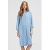 Sommerkleid SMITH & SOUL, Damen, Gr. L, US-Größen, blau (denim), Material: 100% Lyocell, bestickt, casual, regular fit Midi, hoch geschlossener Ausschnitt, 3/4-Ärmel mit Riegel Umschlagbund, Kleider, mit Taschen