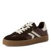 Plateausneaker TAMARIS, Damen, Gr. 36, braun, Glattleder, Veloursleder, kontrastfarbene Details, metallic, sportlich, Schuhe, Freizeitschuh, Halbschuh, Schnürschuh mit gepolstertem Schaftrand