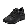Keilsneaker REMONTE, Damen, Gr. 44, schwarz, Leder, Lederimitat, unifarben, sportlich, Schuhe, Freizeitschuh, Halbschuh, Schnürschuh mit Rieker TEX-Membran
