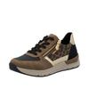 Sneaker RIEKER, Damen, Gr. 41, braun (braun kombiniert), Lederimitat, Textil, sportlich, Schuhe, Freizeitschuh, Schnürschuh, Halbschuh mit modischen Akzenten