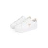 Plateausneaker TOMMY HILFIGER "PLATFORM COURT SNEAKER METALLICS", Damen, Gr. 38, weiß, Leder, sportlich, Schuhe, Freizeitschuh, Halbschuh, Schnürschuh mit TH-Logo