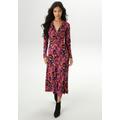 Maxikleid ANISTON SELECTED, Damen, Gr. 34, N-Gr, orange, rot, lila, schwarz, Single Jersey, Jersey, Obermaterial: 95% Viskose, 5% Elasthan, bedruckt, gemustert, feminin, figurumspielend knöchelfrei, V-Ausschnitt, Langarm, Kleider, mit V-Ausschnitt...