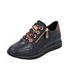 Keilsneaker REMONTE, Damen, Gr. 40, gold (schwarz, goldfarben), Leder, Lederimitat, unifarben mit Farbeinsatz, sportlich, Schuhe, Schnürschuh, Halbschuh, Freizeitschuh mit seitlichem Reißverschluss