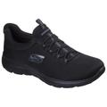 Slip-On Sneaker SKECHERS "SUMMITS-SUMMER BLUSH", Damen, Gr. 35, schwarz, Textil, unifarben, sportlich, Schuhe, Arbeitsschuh, Freizeitschuh, Slipper mit Memory Foam, Topseller