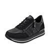 Plateausneaker REMONTE, Damen, Gr. 36, schwarz (schwarz, grau), Leder, Textil, sportlich, Schuhe, Schnürschuh, Halbschuh, Freizeitschuh mit gepolstertem Schaftrand