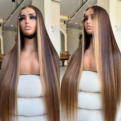 Brazilian Virgin Hair Blonde Highlighted Human Hair Wigs 5x5 Lace Closure Glueless Wigs Colored 13x4 Lace Frontal Wig PrePlucked