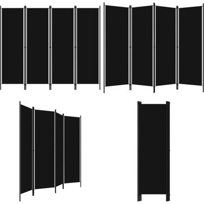 4-tlg. Raumteiler Schwarz 200x180 cm - Raumteiler - Zimmerteiler - Trennwandsystem - Sichtschutz Image