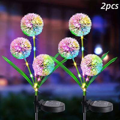 TEMU Outdoor Solar Decorative Lights, 2pcs Set, With 36 Led Solar Garden Lights, In 2 , 3-in-1 Solar Dandelion Flower, Suitable For Outdoor Use, Suitable For Gardens And Courtyards. Colorful Image