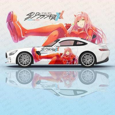 TEMU 0 2 Anime Girl & Flower Vinyl Car Decal, Pvc Material, Universal Fit For Suv & Vehicle Body, Side Graphics Stickers, Durable & Weather-resistant Image