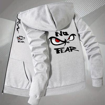 "TEMU Men' "" Graphic Hoodie Jacket - Casual Black Pullover With Vibrant , Zipper Closure, Pockets, Fall/winter Outerwear, Winter Jacket| Print Jacket|zippered Hoodie" Image