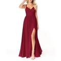 Abito Da Damigella D'Onore A-Line V Collo Senza Maniche Elegante Lunghezza Rasa Pavimento Chiffon Con Pieghe Apro Frontale Ruching