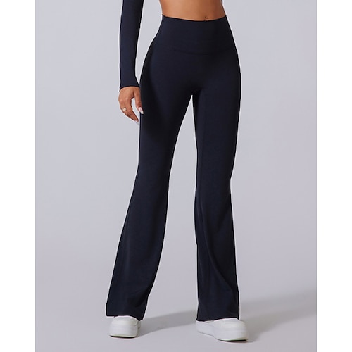 Per donna leggings da pilates Pantaloni fitness pantaloni sportivi Svasato Leggero Pilates Corsa Fitness Pantaloni Tinta unica Grigio scuro Nero Bianco Autunno Inverno Gli sport Abbigliamento sportivo