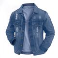 Per uomo Giacca Leggera Giacca di Jeans Giacca da Lavoro Formale Casa Tasca Inverno Primavera Autunno Tinta unica Retrò Vintage Colletto a Camicia Regolare Nero Blu scuro Azzurro Giacca