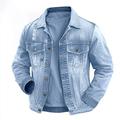 Per uomo Giacca Leggera Giacca di Jeans Giacca da Lavoro Formale Casa Tasca Inverno Primavera Autunno Tinta unica Retrò Vintage Colletto a Camicia Regolare Nero Blu scuro Azzurro Giacca