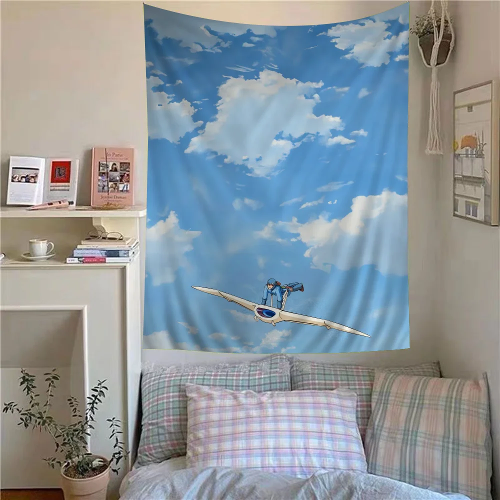 Nausicaa Tal Wind Anime Tapisserie hängen Tarot Hippie Wandteppiche Wohnheim Blätter gedruckt Kunst Science Fiction Raum Dekor Decke Image