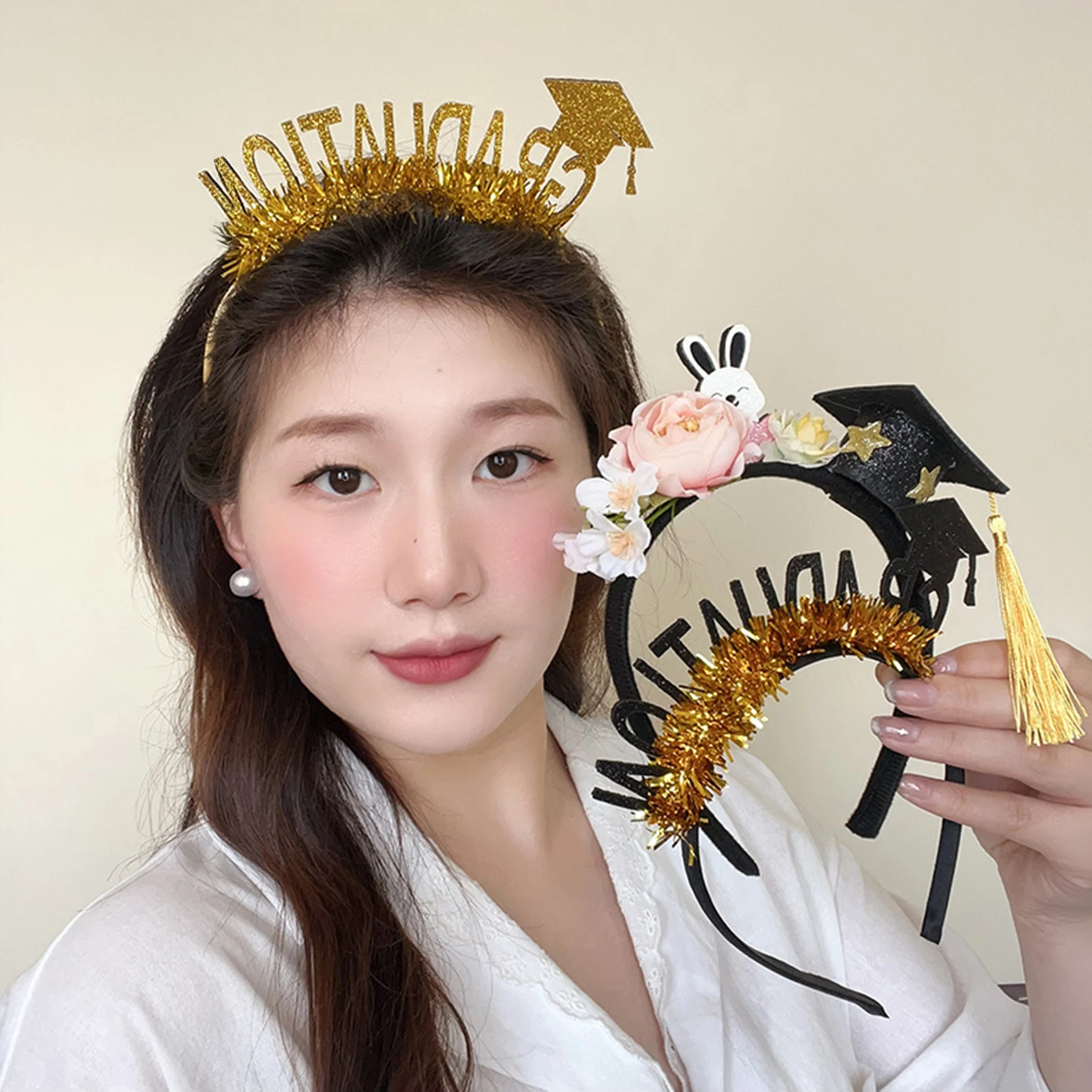 Stirnband für die Abschlusssaison für Männer und Frauen, kreatives Junggesellenhut-förmiges Stirnband, Abschlussdekoration, Fotografie-Requisiten Image