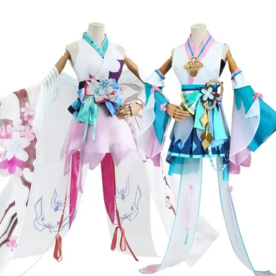 Virture Sänger Co Onmyoji Miku Kimono Cosplay Kostüm Perücke Anime Frauen Halloween Fee Kleid Kimono Sets Perücke Cosplay Anime Image