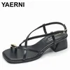 2025, Damenschuhe, Sommer, neue elegante, klobige Absätze, modische, große Sandalen,