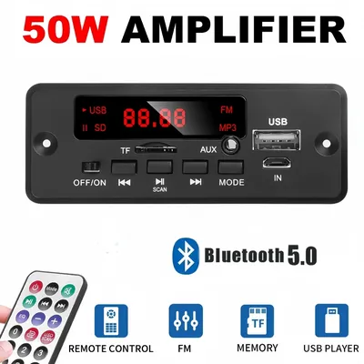 50W Amplifier 12V MP3 Decoder Board 25W Bluetooth 5.0 USB TF FM Radio Module For Car Music Speaker