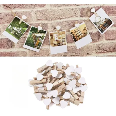 50pcs 25mm/30mm/35mm Mini Clothes Pins Heart/Flower Pegs For Photo Small Clothespins Natural Wooden Clothespins Card Holder