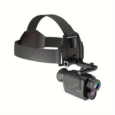 Hunting Outdoor Night Vision Monocular - FHD 4K Video 400m Infrared 8X Optical Zoom 72 Wide Field of View IP54 High Quality USB Rechargeable Head-Mounted for Hunting Fishing Camping (Black)
