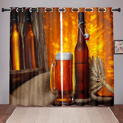 2 Panels Set Blackout Curtains Oktoberfest Design Thermal Insulated Curtains for Bedroom Living Room Modern Grommet Window Drapes Curtain Drapes