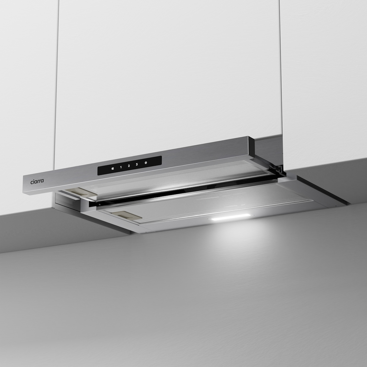CIARRA Flachschirmhaube, Ausziehbare Einbau-Dunstabzugshaube, A+ 580 m³/h Max. 60 cm Integrierte Abzugshaube VM6909AS Image