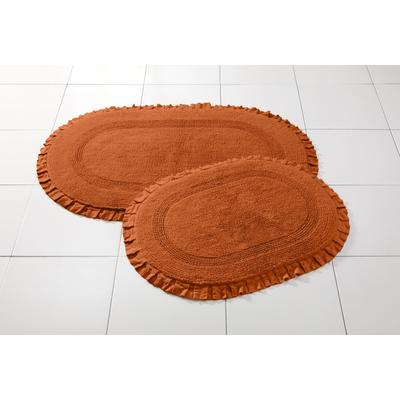Wide Width Oval Ruffle Bath Rug by BrylaneHome in Spice (Size 21