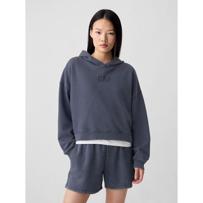 Gap Blue Relaxed Mini-Logo Cropped Hoodie