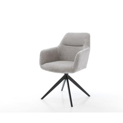 DELIFE Drehstuhl Pejo-Flex Cord Silbergrau Kreuzgestell breit Schwarz 360° drehbar Wippfunktion Taschenfederkern, Esszimmerstühle Image