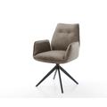 DELIFE Drehstuhl Zoa-Flex Mikrofaser Taupe Vintage Kreuzgestell breit Schwarz 360° drehbar Wippfunktion Taschenfederkern, Esszimmerstühle