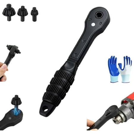 2 in 1 Drill Chuck Ratchet Spanner 2-in-1 Ratchet Drill Chuck Key Wrench 4PCS Iron Drill Wrench Universal Double Head Chuck Key Replacement Tool for Electric Drills and Power Tools