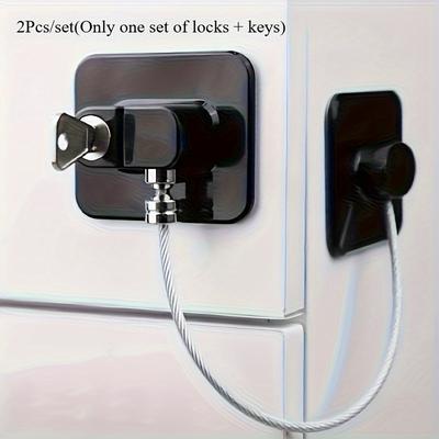 TEMU 2pcs Heavy-duty Metal Safety Lock-multi-functional Cabinet Door, Window And Refrigerator Design To Enhance And Protection| Stylish Metal | Durable, Home Door Lock