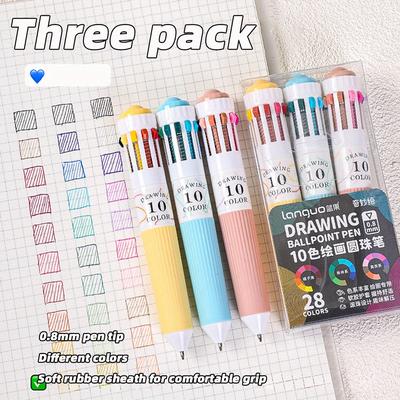 TEMU 10in 1 Retractable Ballpoint Pen, Class Stationery Reward, Back To School, School Office Supplies Stationery - Fun & Gift, For , End Of School 1/3-pack Image