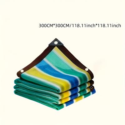 TEMU Outdoor Balcony Sunshade Net, Privacy Net, Colored Edging Sunshade Net, Sunshade Sail, Suitable For Use In Courtyard Gardens, Set Of 1 With Colored Stripes Image