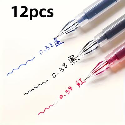 TEMU Pack Of 12 Gel Pens, 0.38mm Fine Point, Large Capacity, Smooth Writing, Suitable For Office And School Use Image