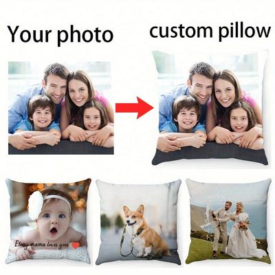 TEMU 1pc Custom Photo Pillowcase - Personalized Single-sided Print, Ideal For Couples & , Polyester, Colors - Home Decor & Party Favors Image