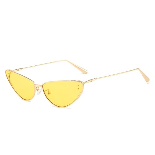 ZCCZJS Metal Sexy Cat Eye Women's Sunglasses Luxury Pink Sunglasses Fashion Small Frame Black Glasses Shades